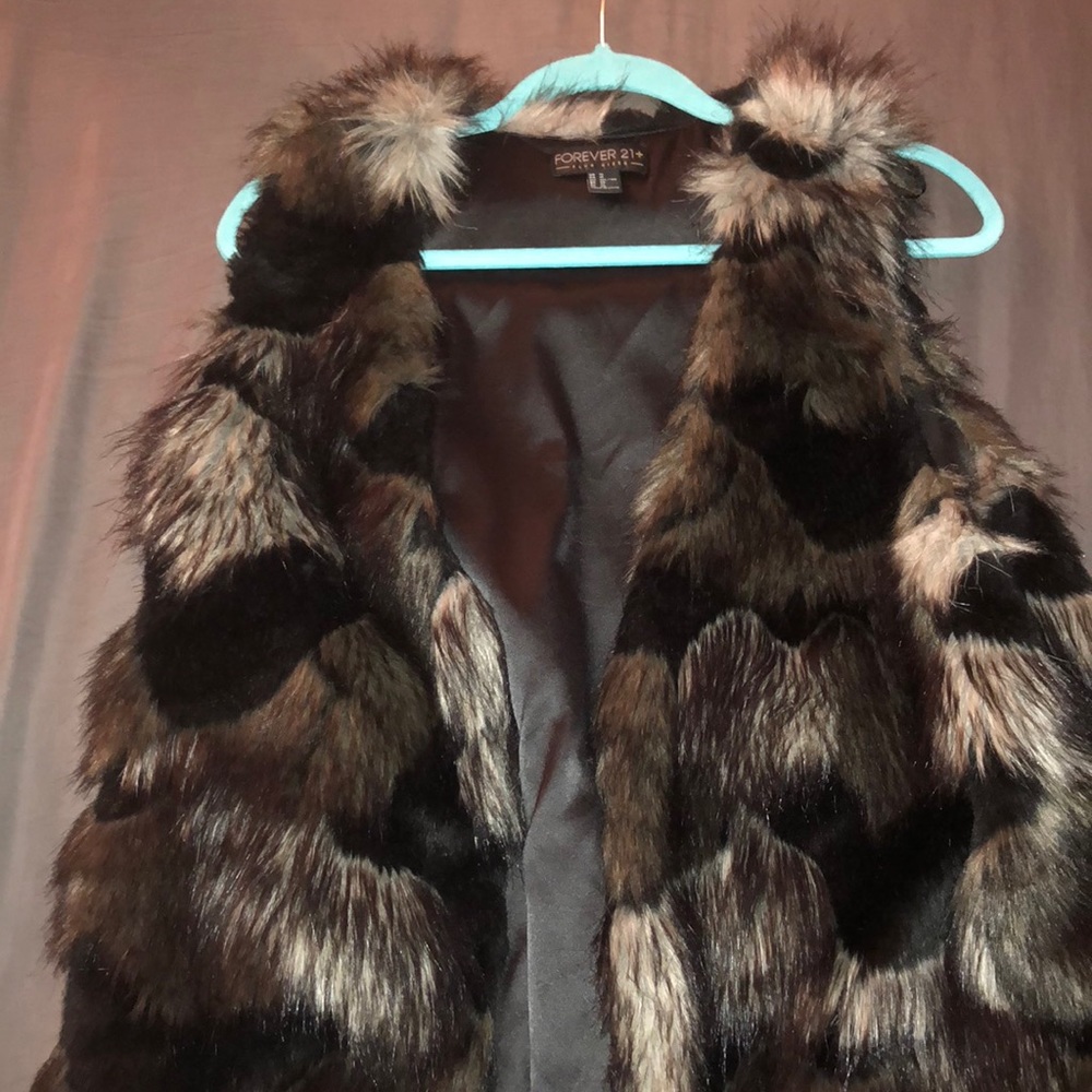 Forever 21 Faux Fur Vest Mutli-Color